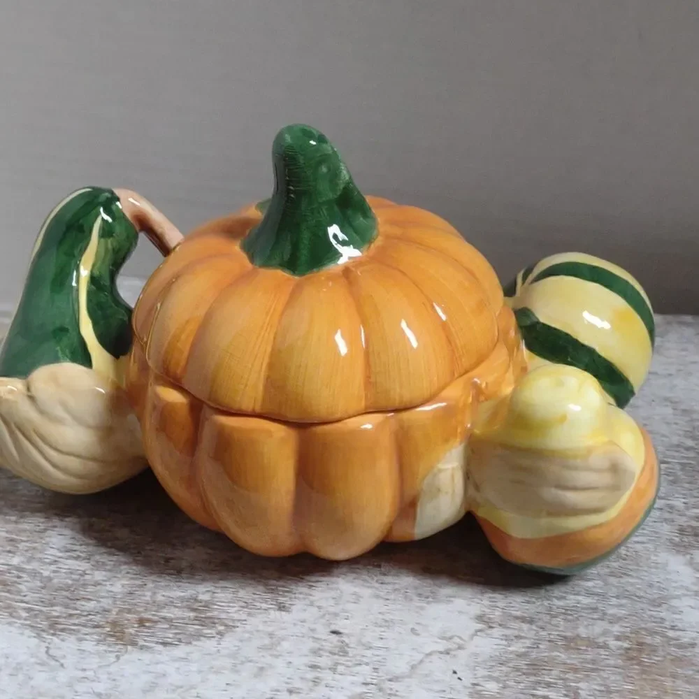 Fitz & Floyd  Fall Halloween Small Candy Trinket Dish Pumpkin Gourds